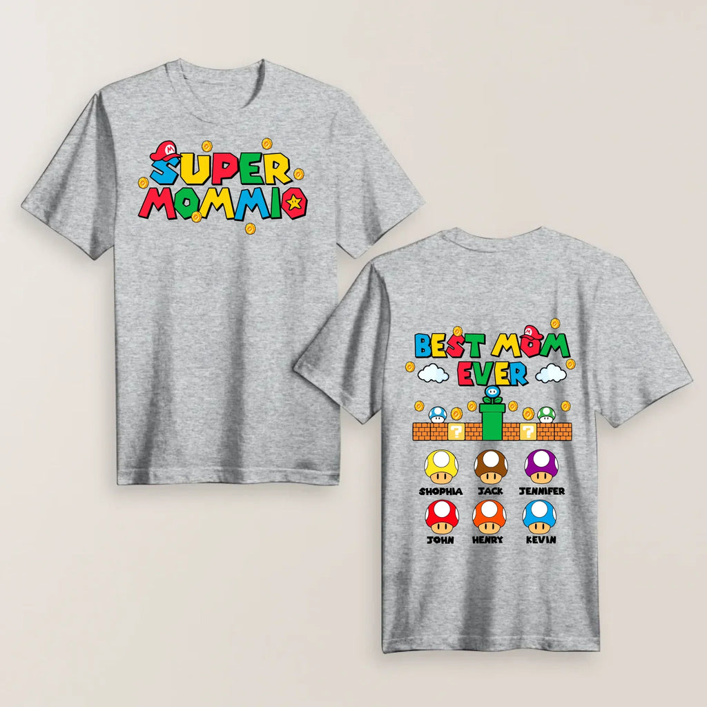 Personalized Super Mommio Shirt with Kids Names - Gift for Mother's Day Shirt