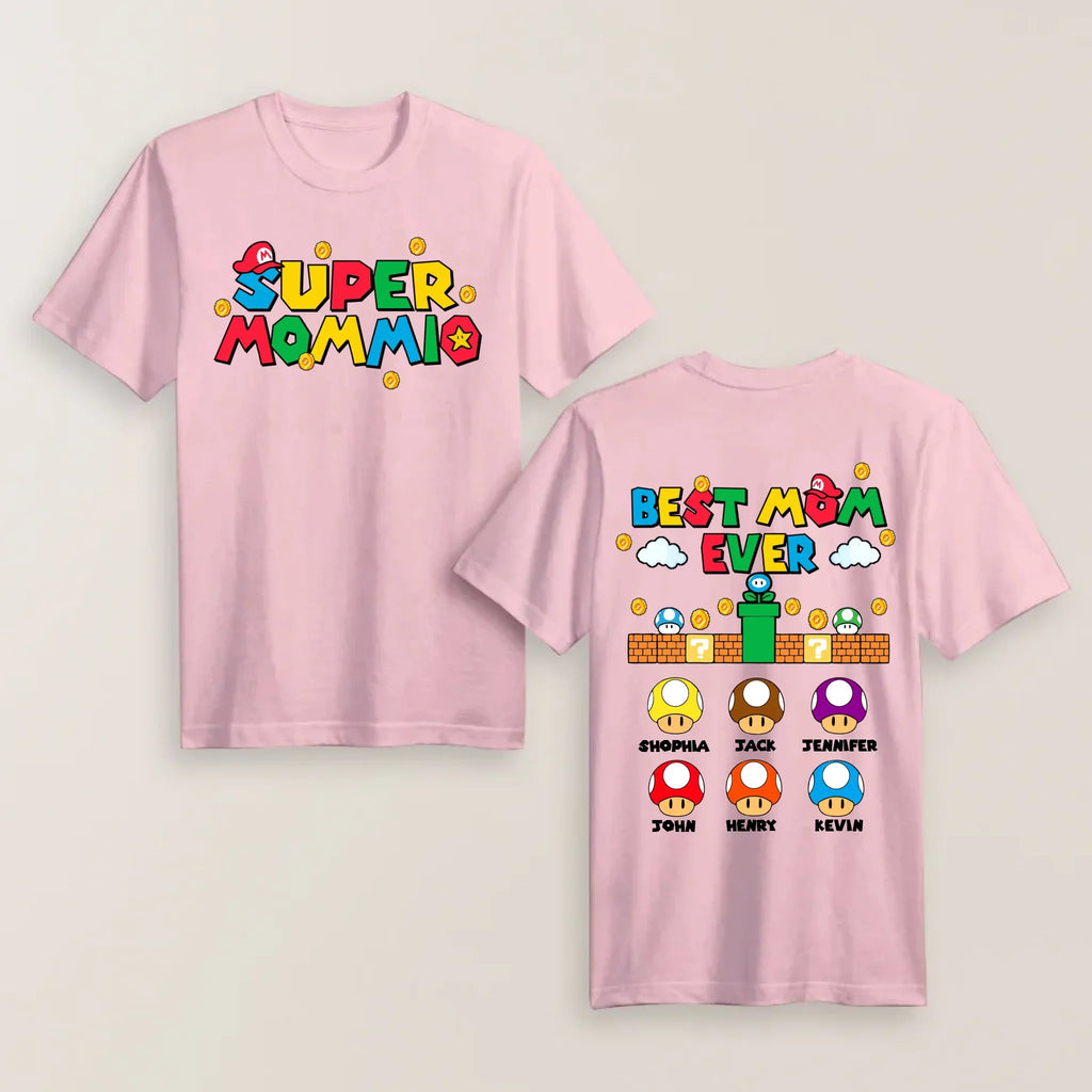 Personalized Super Mommio Shirt with Kids Names - Gift for Mother's Day Shirt
