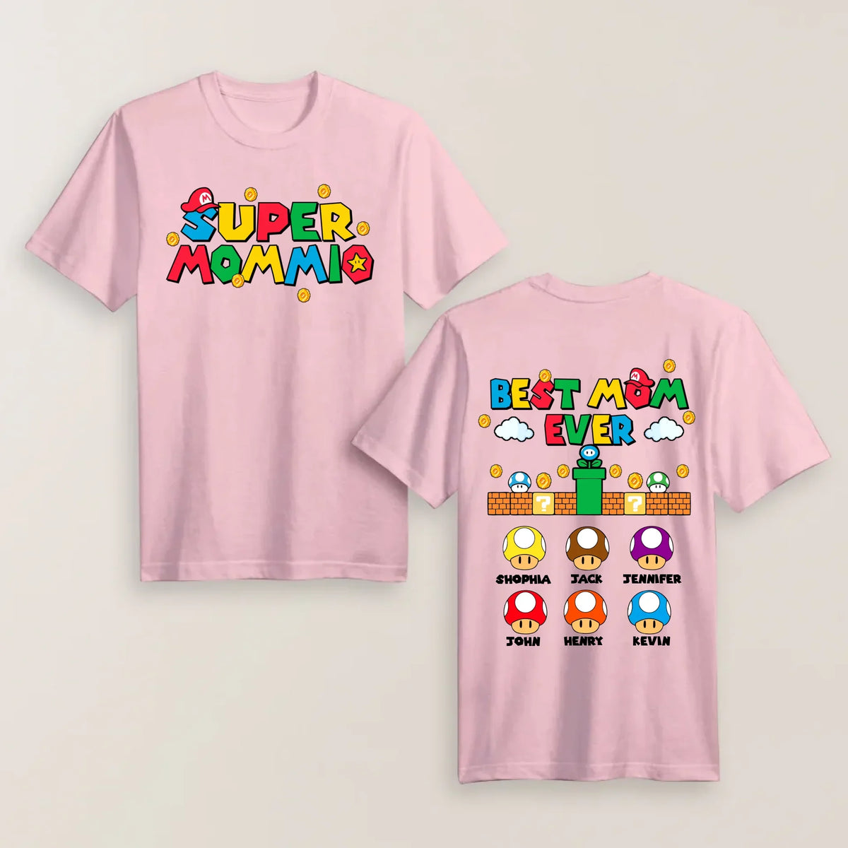 Personalized Super Mommio Shirt with Kids Names - Gift for Mother's Day Shirt