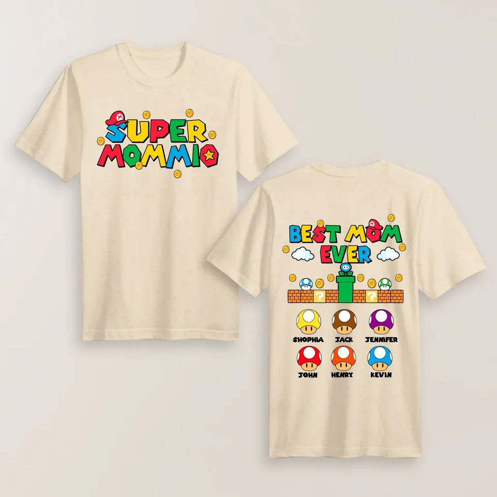 Personalized Super Mommio Shirt with Kids Names - Gift for Mother's Day Shirt