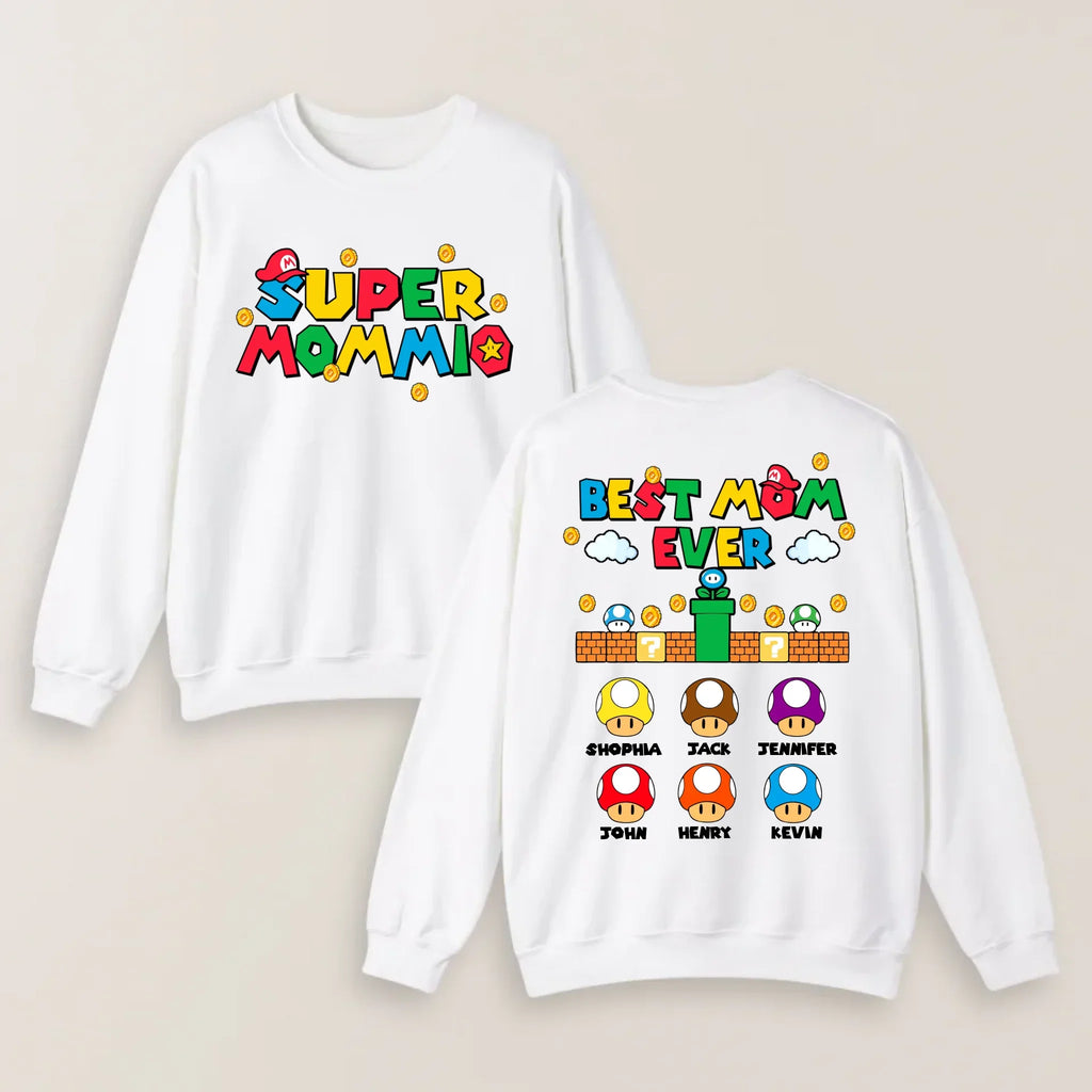 Personalized Super Mommio Shirt with Kids Names - Gift for Mother's Day Shirt