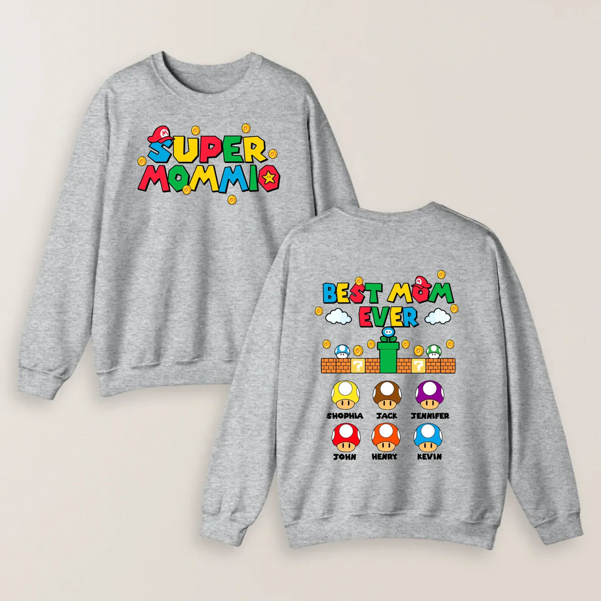 Personalized Super Mommio Shirt with Kids Names - Gift for Mother's Day Shirt