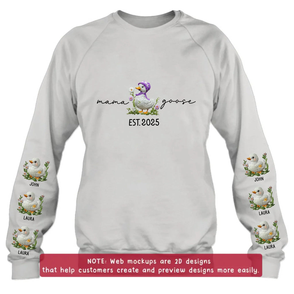 Personalized Mama Goose Embroidered Sweater - Up to 6 Kids - Mother's Day Gift Idea For Grandma/Mom