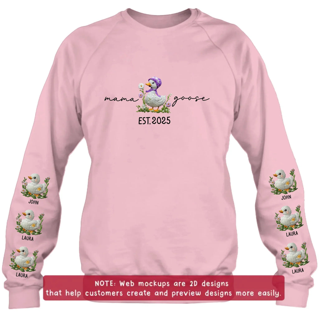 Personalized Mama Goose Embroidered Sweater - Up to 6 Kids - Mother's Day Gift Idea For Grandma/Mom