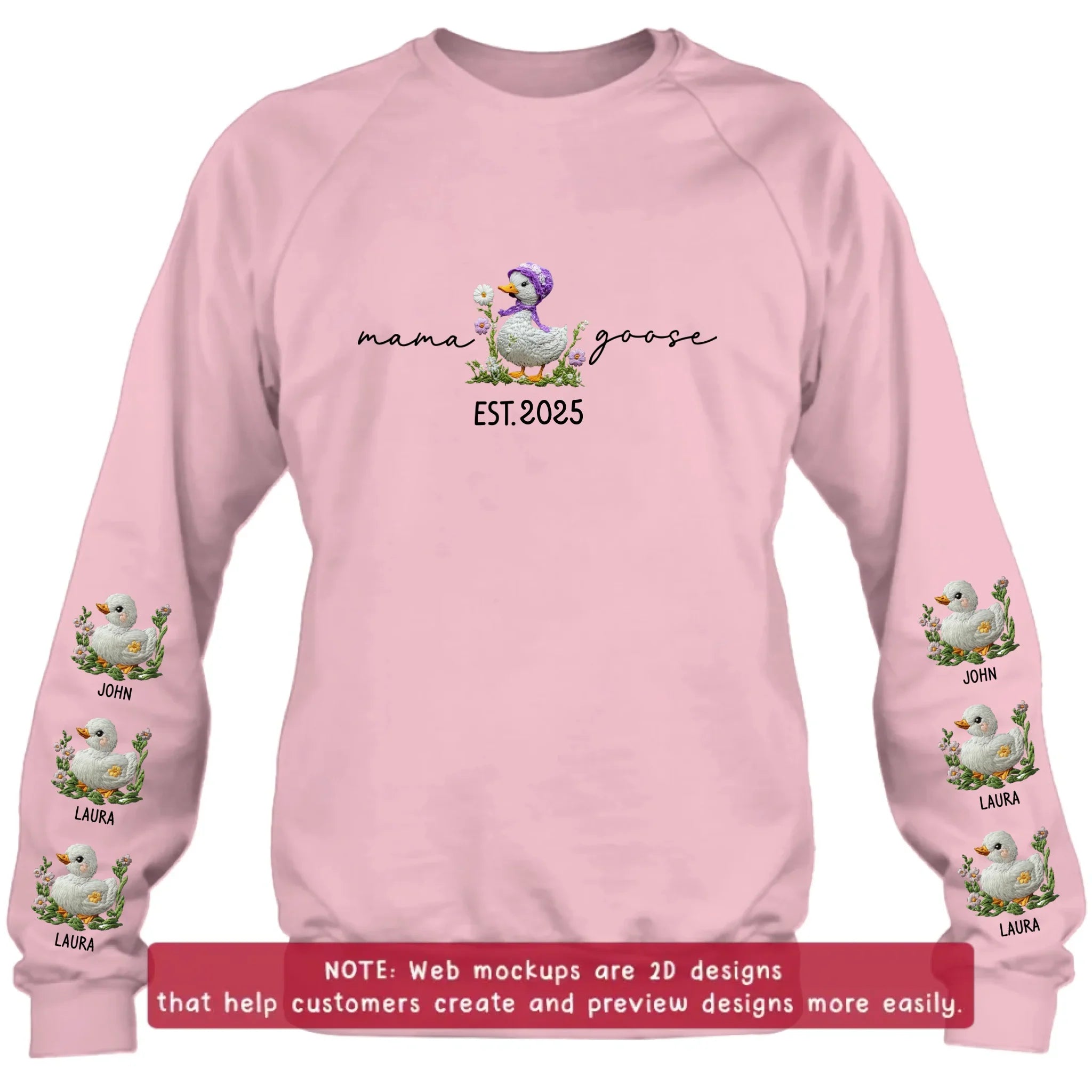 Personalized Mama Goose Embroidered Sweater - Up to 6 Kids - Mother's Day Gift Idea For Grandma/Mom