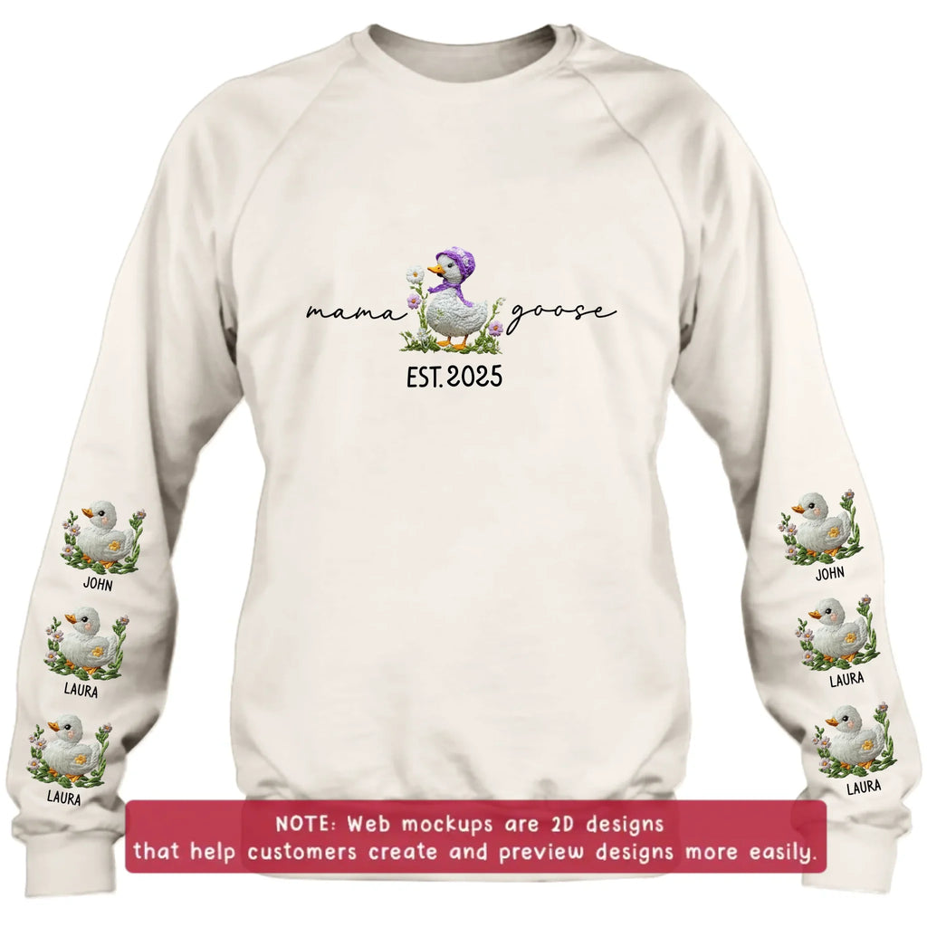 Personalized Mama Goose Embroidered Sweater - Up to 6 Kids - Mother's Day Gift Idea For Grandma/Mom