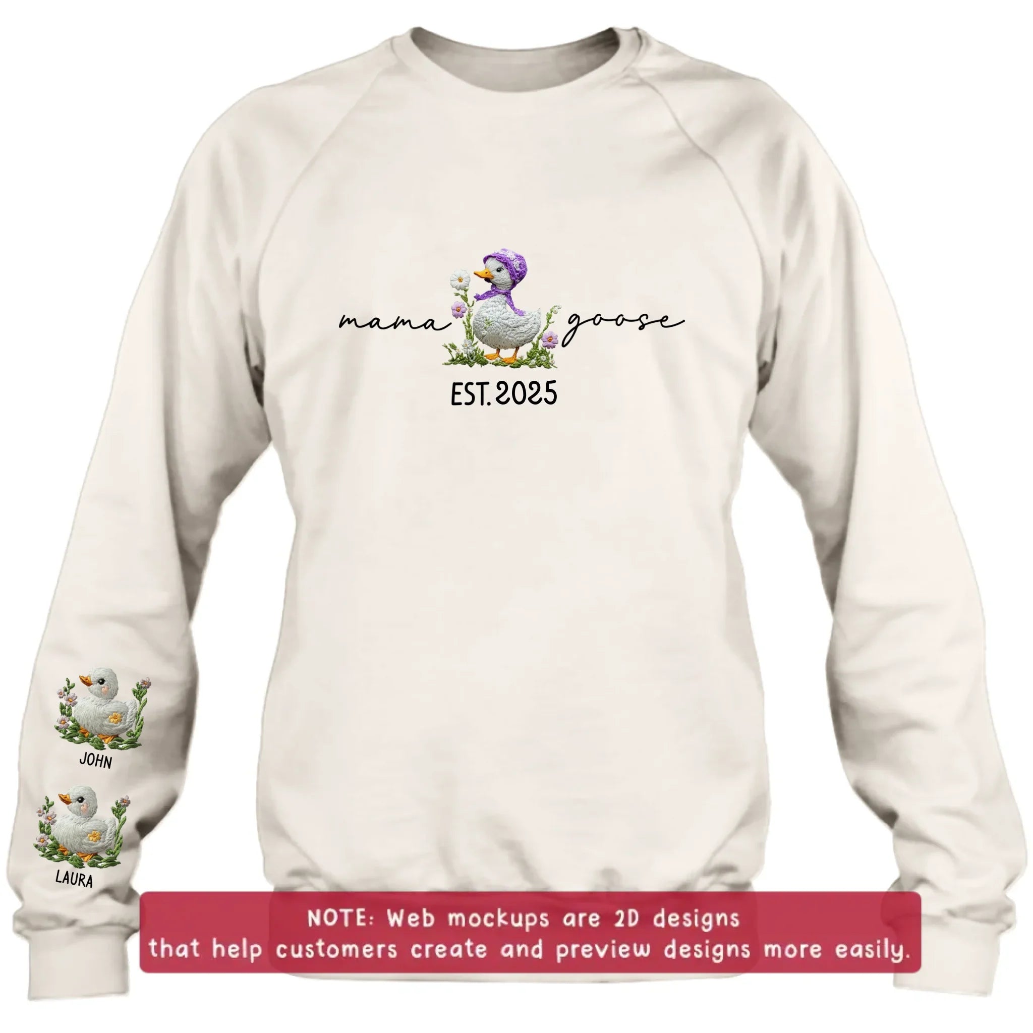 Personalized Mama Goose Embroidered Sweater - Up to 6 Kids - Mother's Day Gift Idea For Grandma/Mom