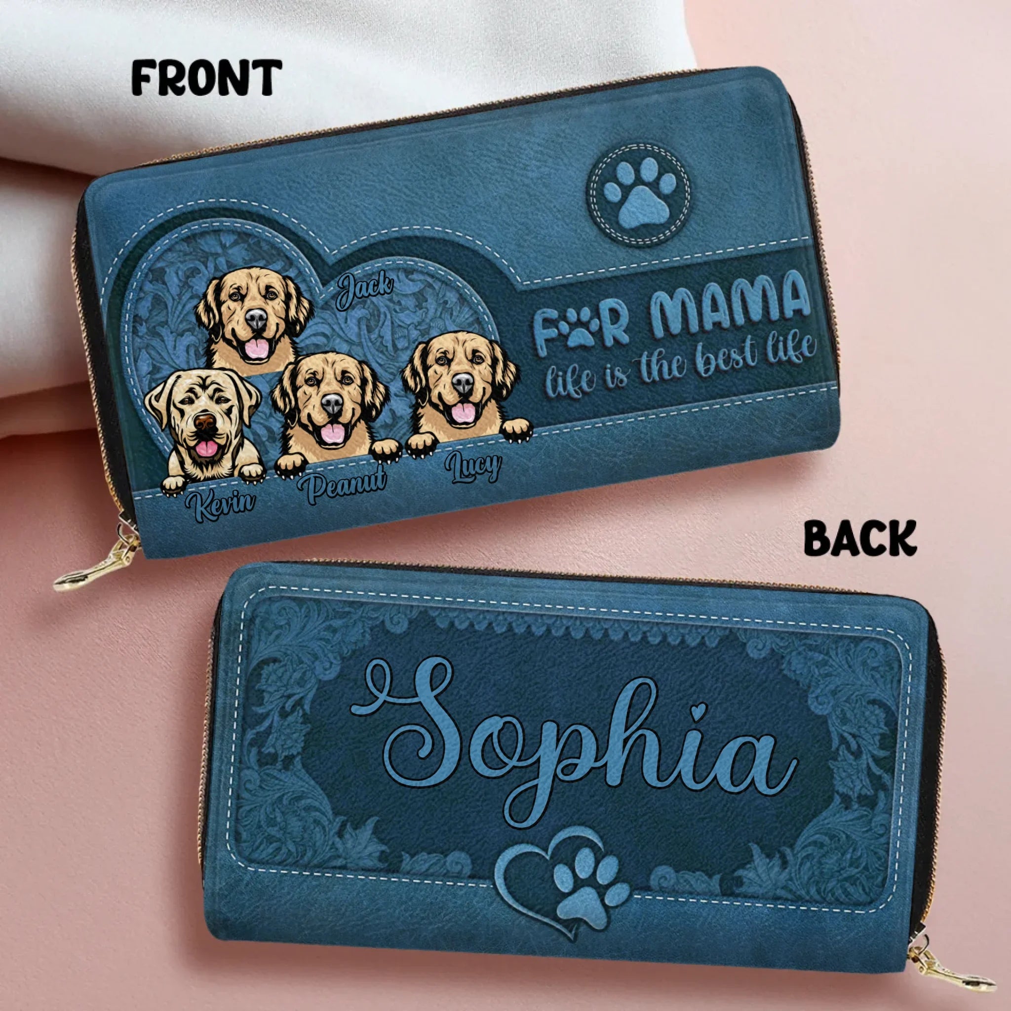 Personalized Pet Mom Long Wallet - Gift Idea For Dog/Cat Lover - Up to 4 Pets - Fur Mama Life Is The Best Life