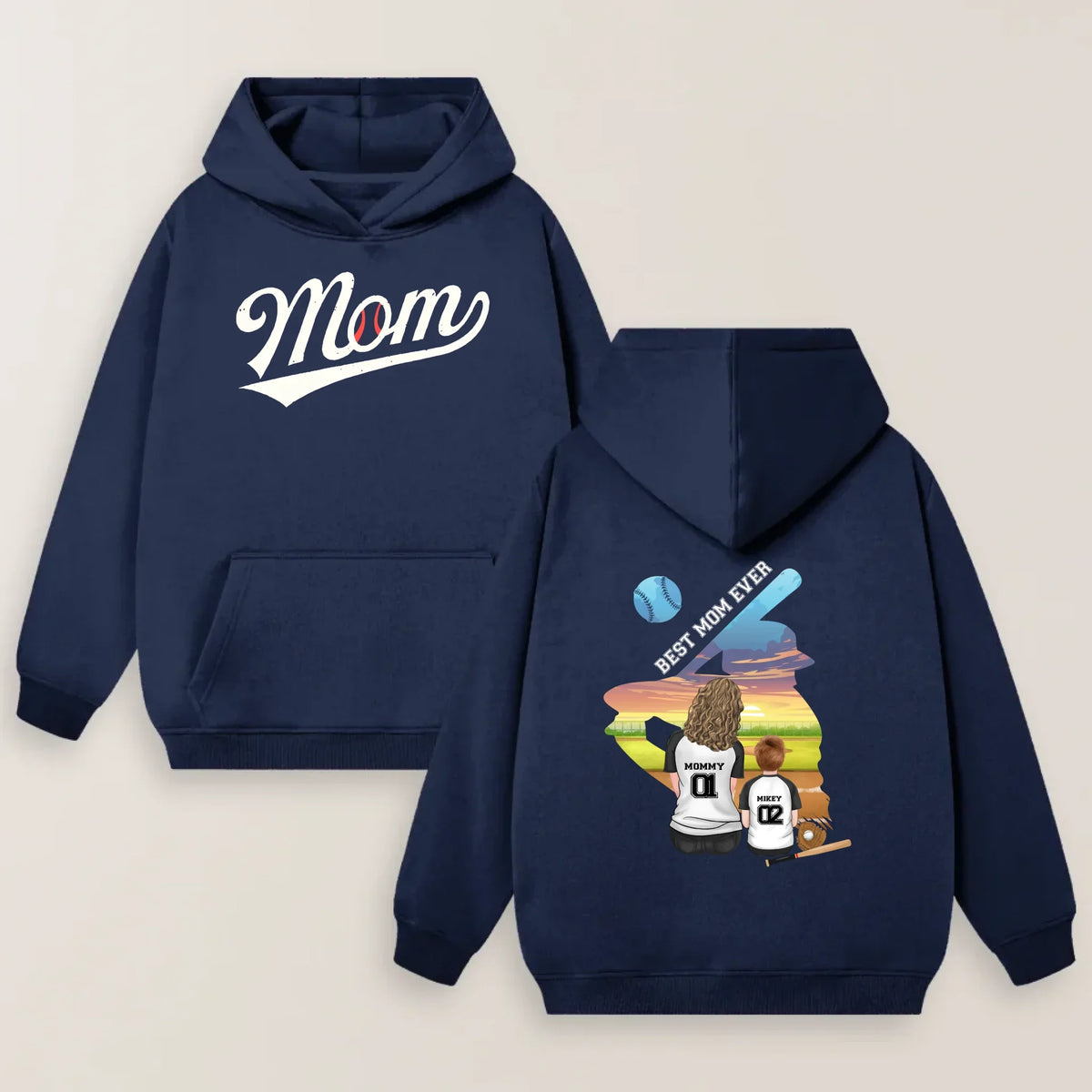 Personalized Baseball Mom T-shirt/ Hoodie/ Sweater - Mother's Day Gift Idea - Best Mom Ever