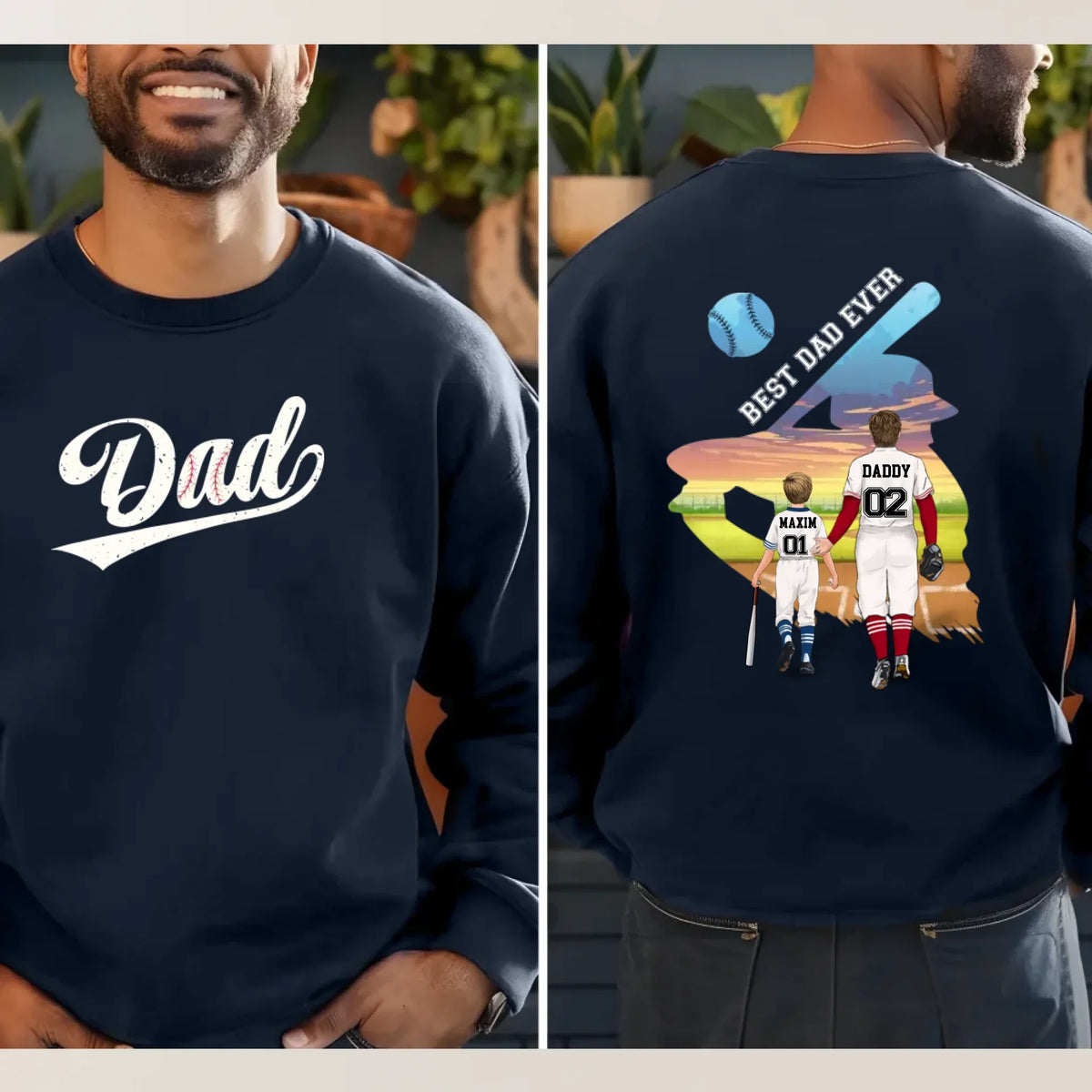 Personalized Baseball Best Dad Ever T-shirt/ Hoodie/ Sweater - Father's Day Gift Idea