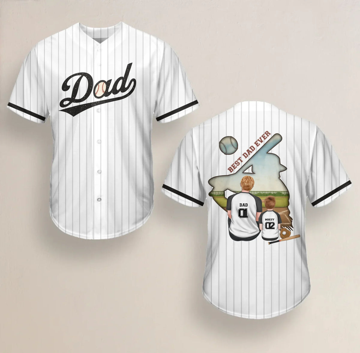 Personalized Best Dad Ever Baseball Jersey - Father's Day Gifts Idea