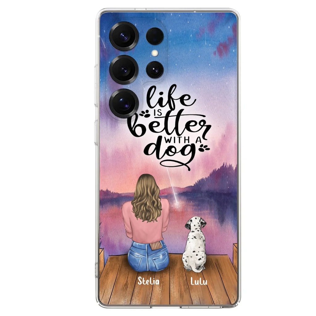 Personalized Dog Mom Phone Case - Gifts For Dog Lovers With Up to 4 Dogs - Life Is Better With A Dog - Case For iPhone, Samsung And Xiaomi