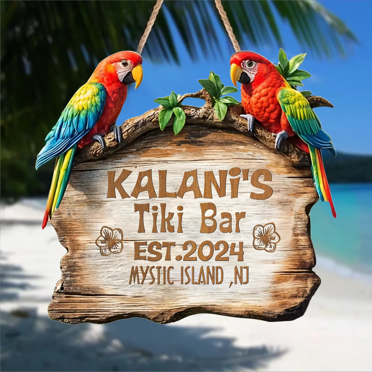 Personalized Tiki Bar Wooden Sign - Gift Idea For Family/ Summer Vacation