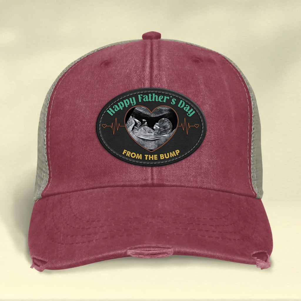 Personalized Upload Photo Distressed Ollie Cap - Happy 1st Father's Day