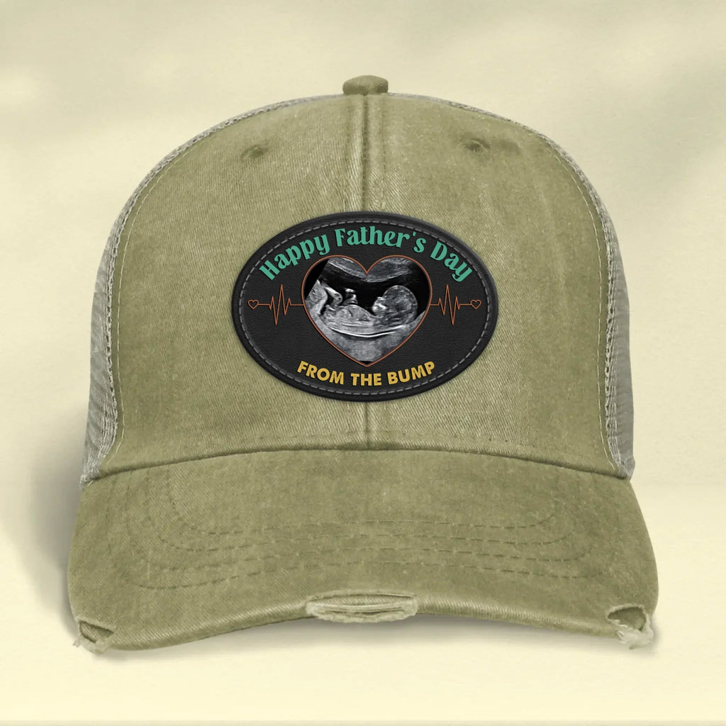 Personalized Upload Photo Distressed Ollie Cap - Happy 1st Father's Day