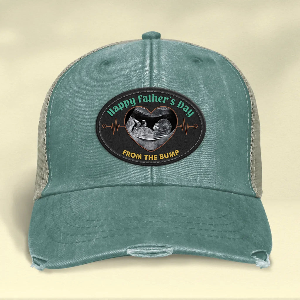 Personalized Upload Photo Distressed Ollie Cap - Happy 1st Father's Day