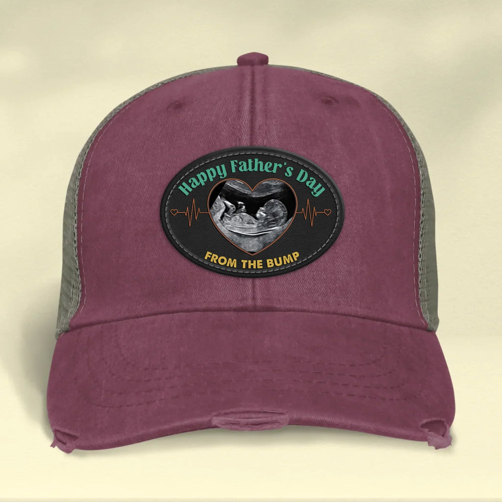 Personalized Upload Photo Distressed Ollie Cap - Happy 1st Father's Day