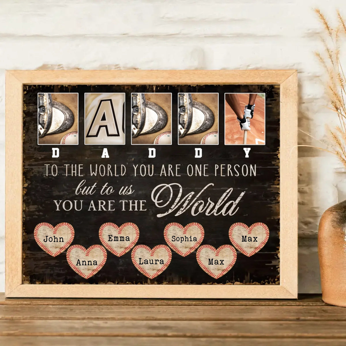 Personalized Father's Day Baseball Poster - Gift Idea For Dad - To Us You Are The World