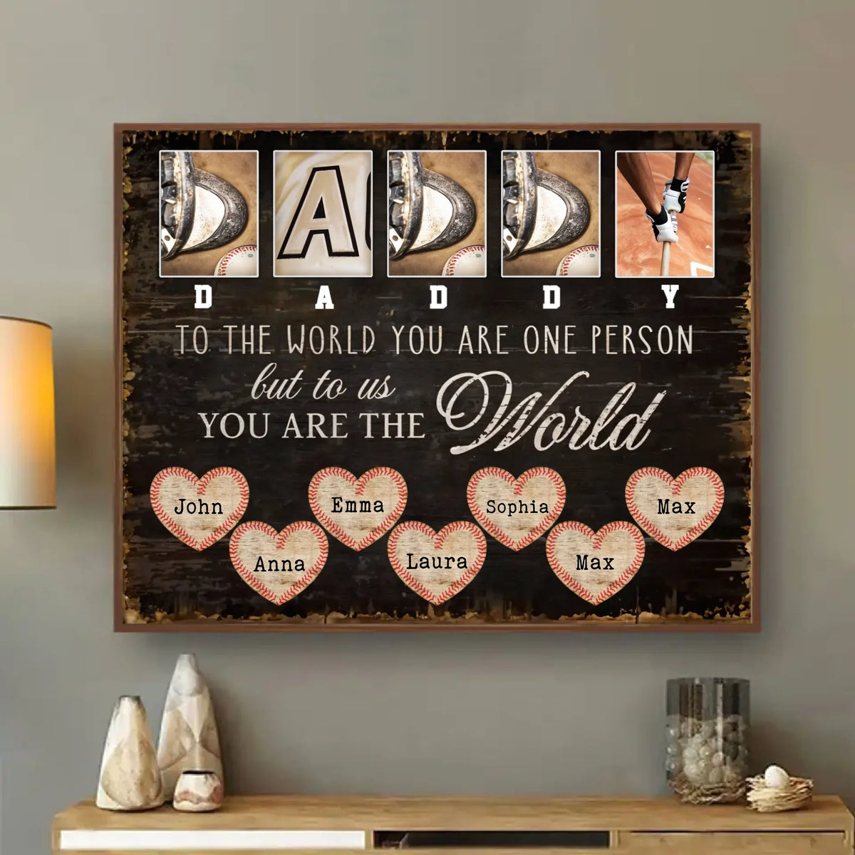 Personalized Father's Day Baseball Poster - Gift Idea For Dad - To Us You Are The World