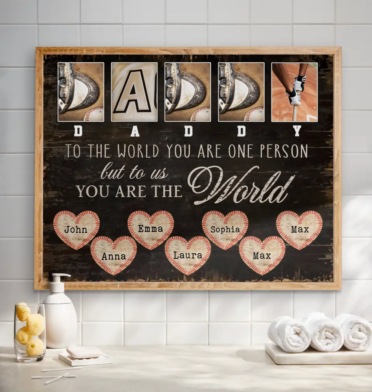 Personalized Father's Day Baseball Poster - Gift Idea For Dad - To Us You Are The World