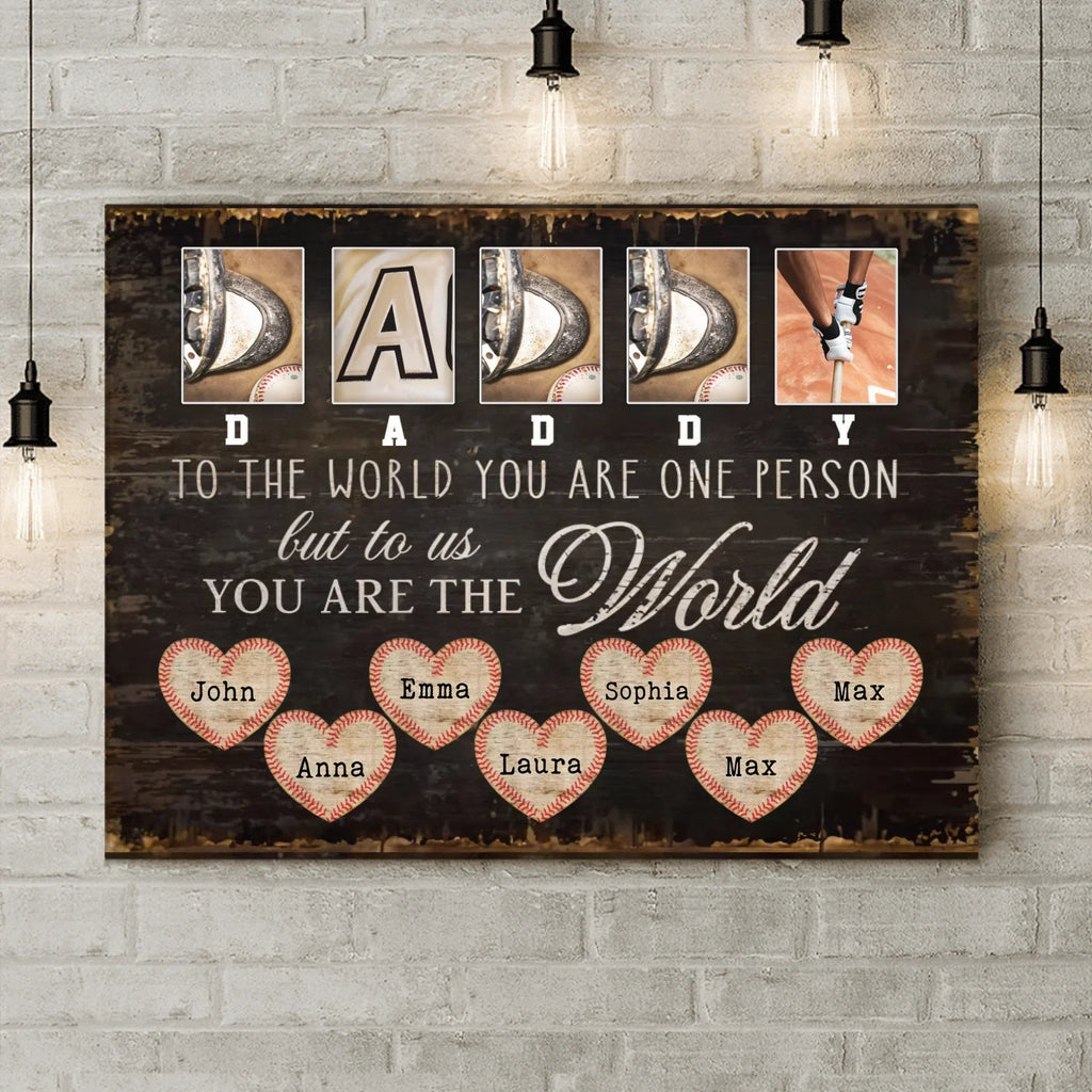 Personalized Father's Day Baseball Canvas - Gift Idea For Dad - To Us You Are The World