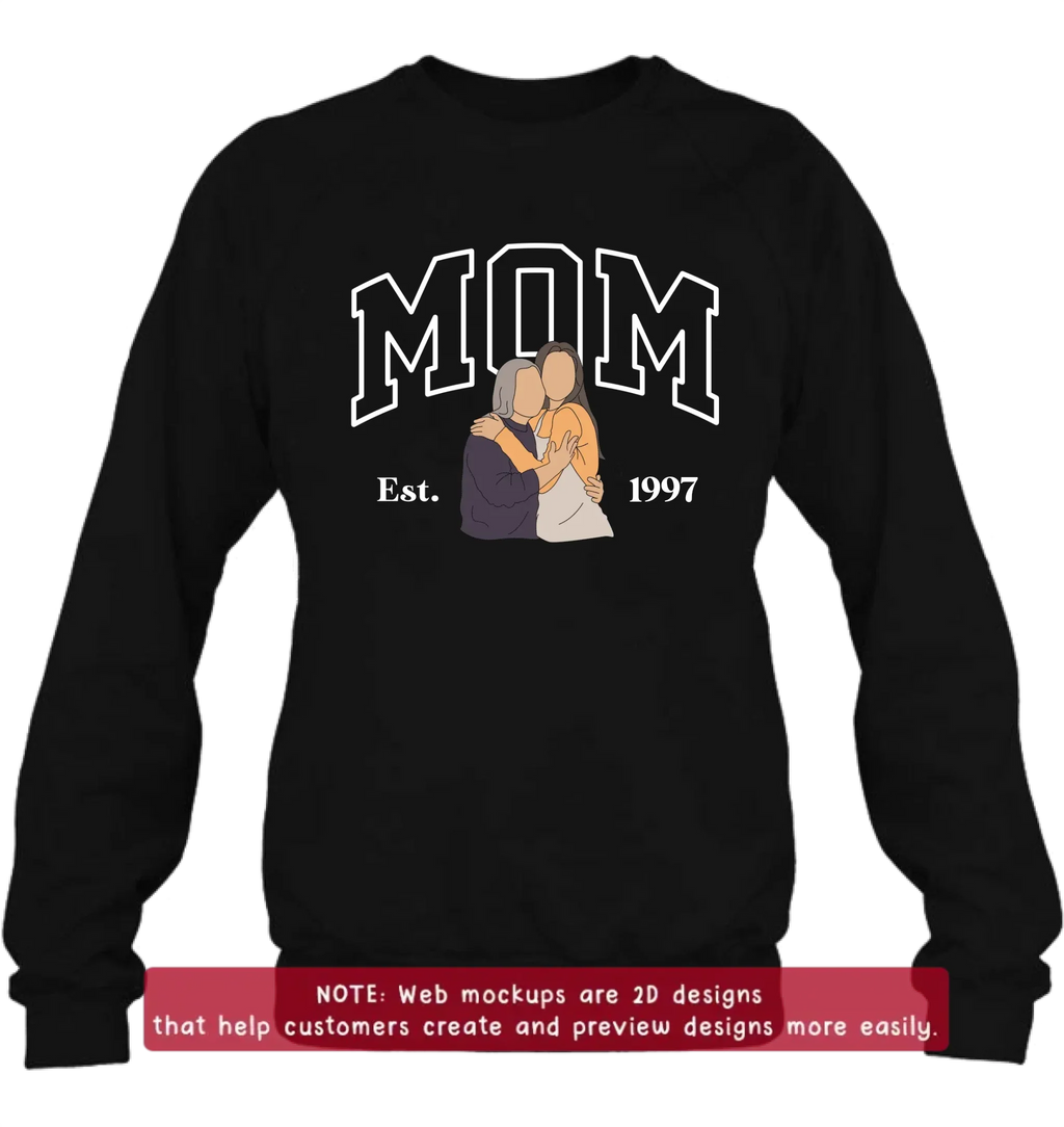Personalized Mom And Daughter Embroidered T-Shirt/ Sweater/ Hoodie - Gift Idea For Mother's Day