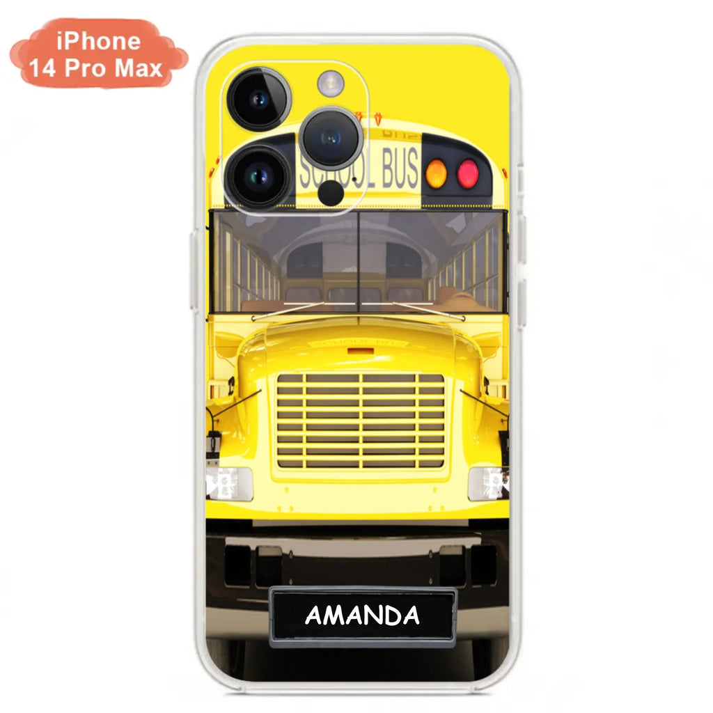 Personalized School Bus Phone Case - Gift Idea For School Bus Lovers - Case For iPhone, Samsung and Xiaomi
