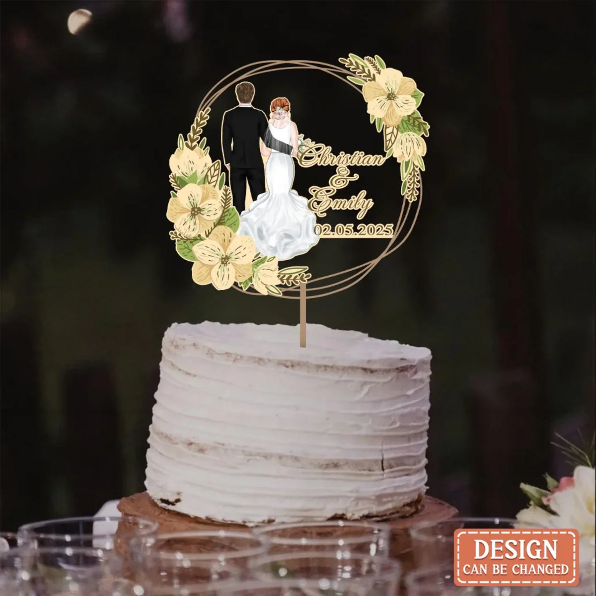 Personalized Custom Shape Acrylic Wedding Cake Topper - Couple Silhouette Cake Sign - Engagement/ Wedding Gift Idea