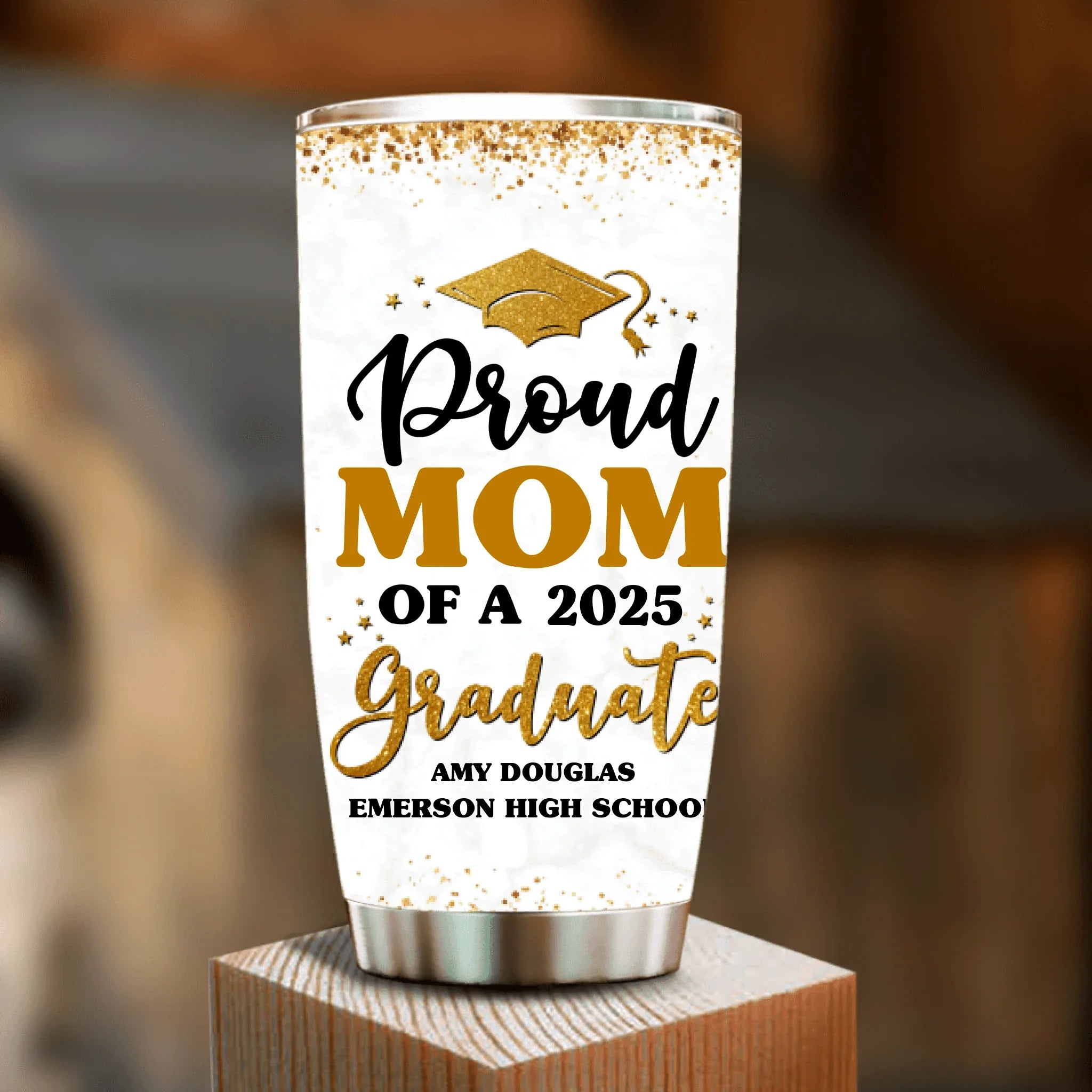 Personalized Proud Mom Of A 2025 Graduate Tumbler - Graduation Gift Idea For Family's Member