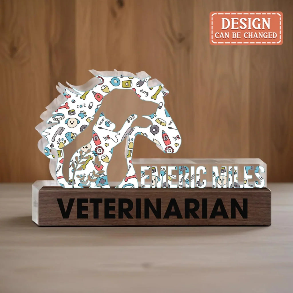 Personalized Vet Tech Name Plate Office Acrylic Plaque - Veterinarian Gift Idea
