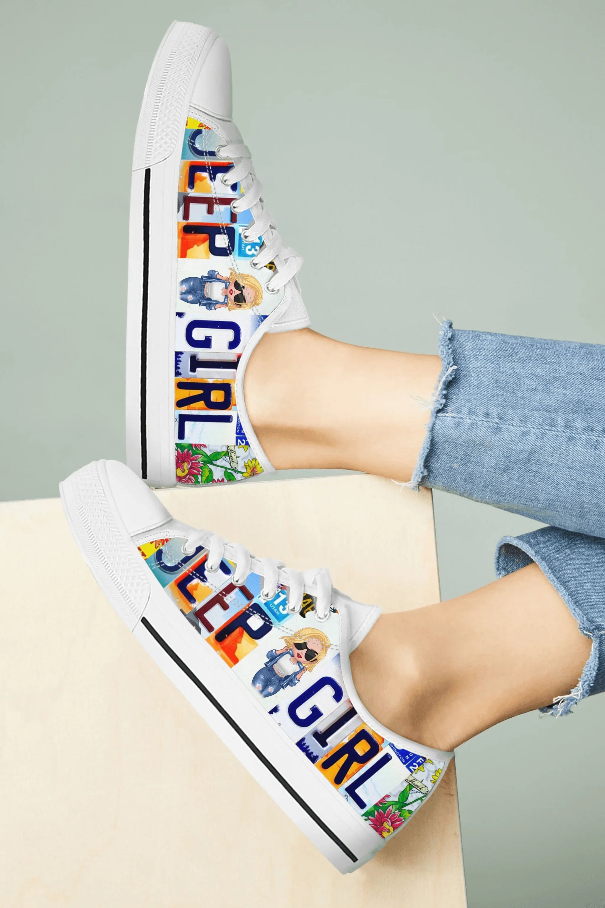 Personalized Off-road Girl Low Top Sneakers - Birthday Gift Idea