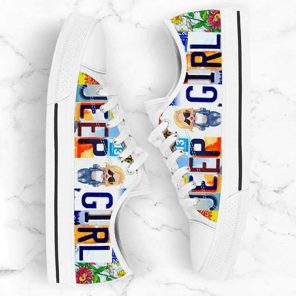 Personalized Off-road Girl Low Top Sneakers - Birthday Gift Idea