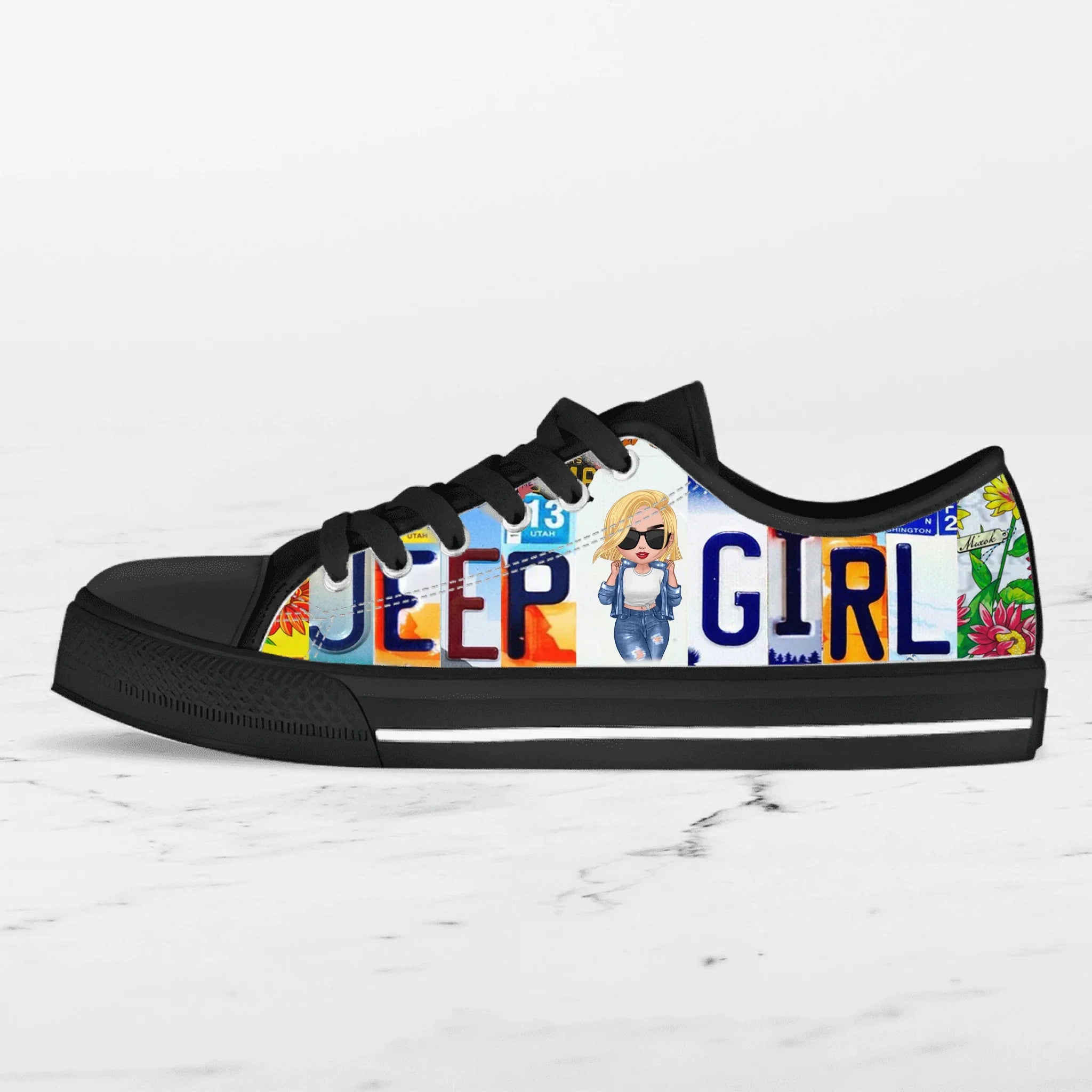 Personalized Off-road Girl Low Top Sneakers - Birthday Gift Idea
