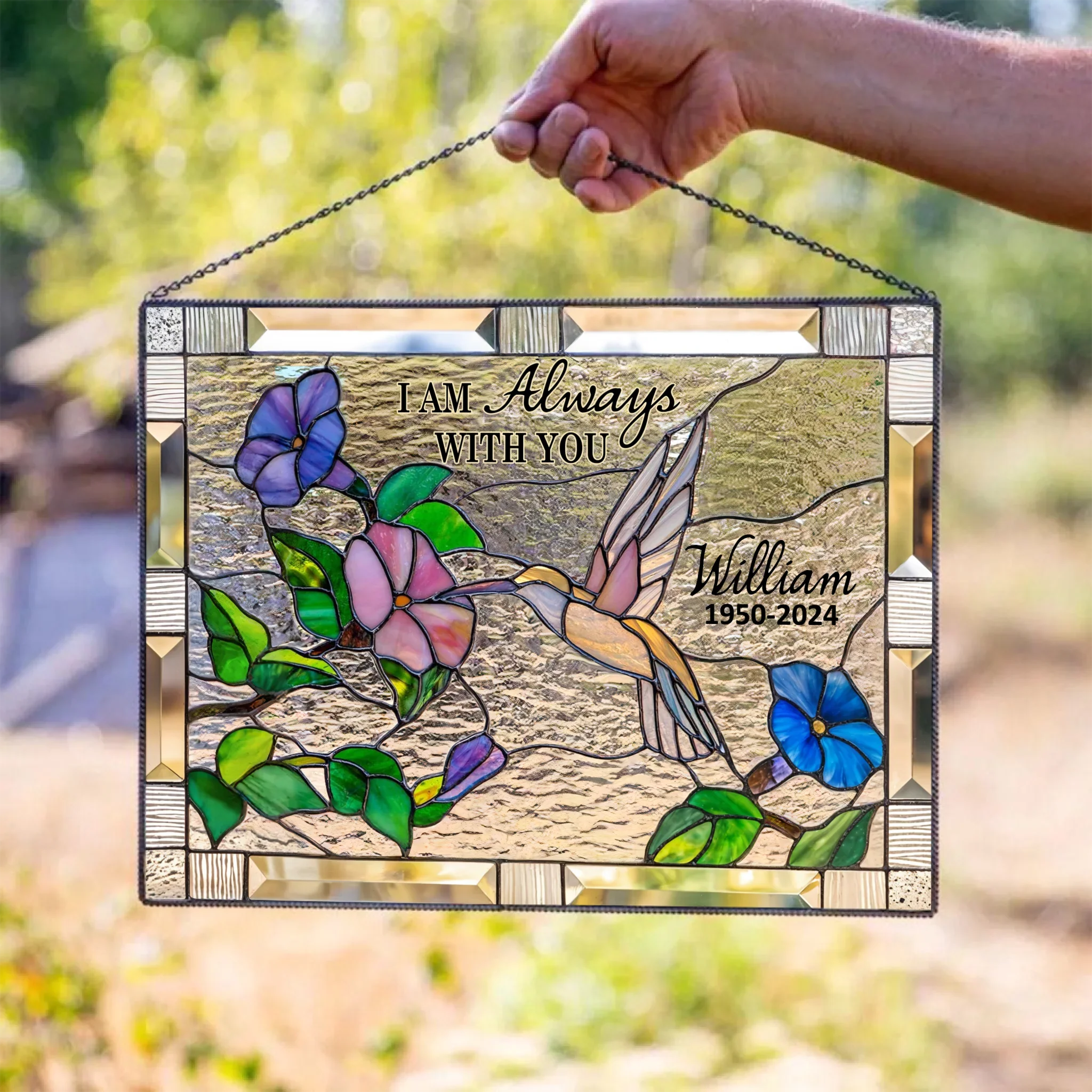 Personalized Memorial Rectangle Diamond Glass - Memorial Gift Idea For Loss Of Family - I Am Always With You