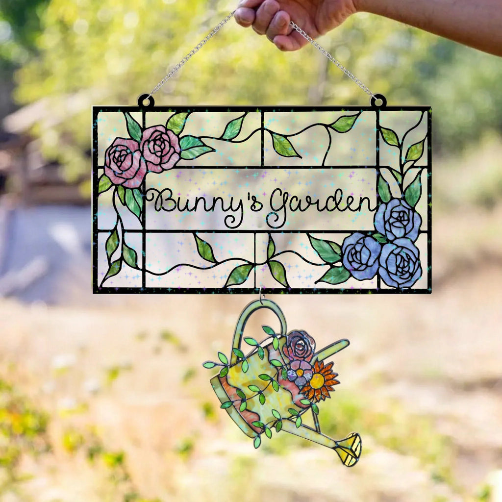 Personalized Hologram Garden Decor With Hanging Piece - Gift Idea For Mother/Grandma