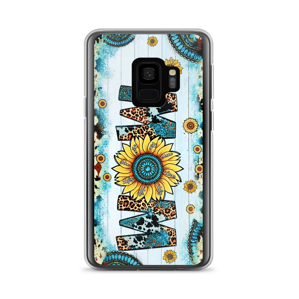 Custom Personalized Mom Sunflower Phone Case - Mother's Day Gift Idea - Upto 8 Kids - Case For iPhone/ Samsung