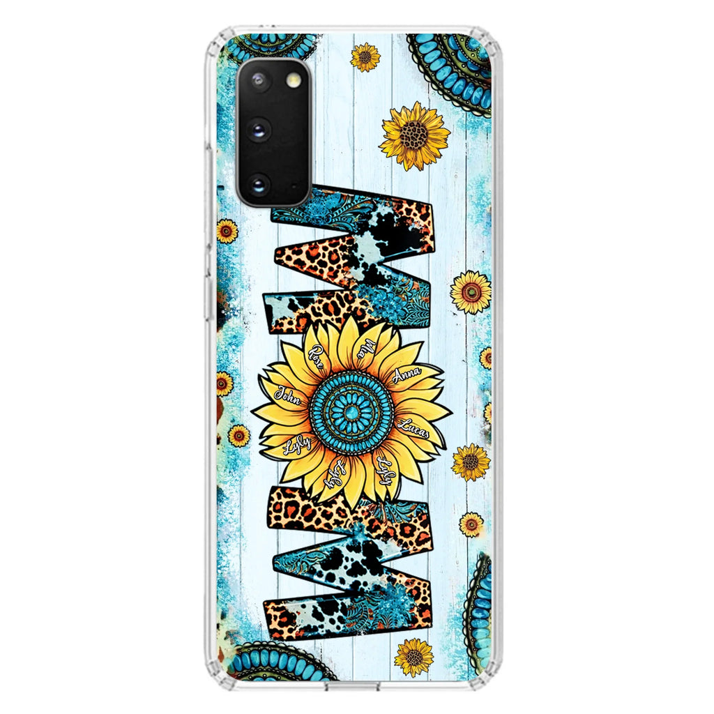 Custom Personalized Mom Sunflower Phone Case - Mother's Day Gift Idea - Upto 8 Kids - Case For iPhone/ Samsung
