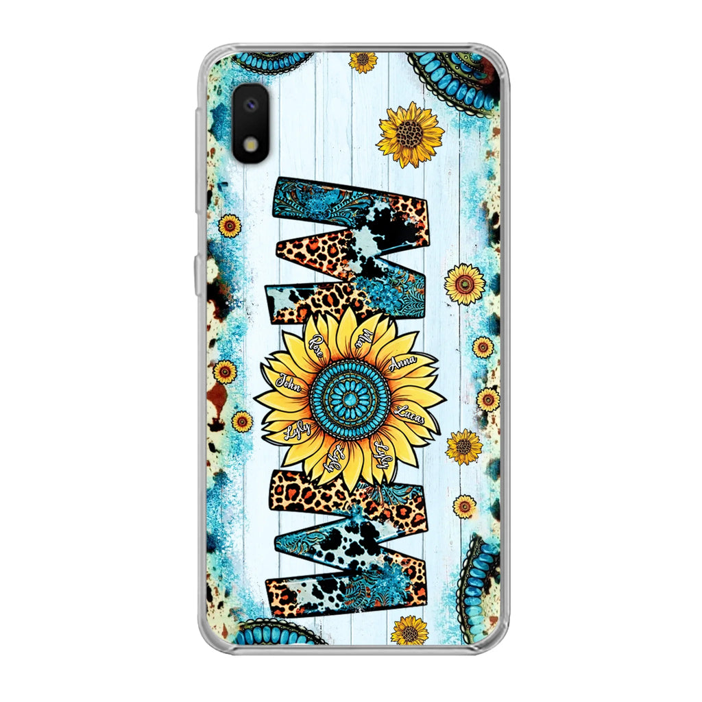 Custom Personalized Mom Sunflower Phone Case - Mother's Day Gift Idea - Upto 8 Kids - Case For iPhone/ Samsung