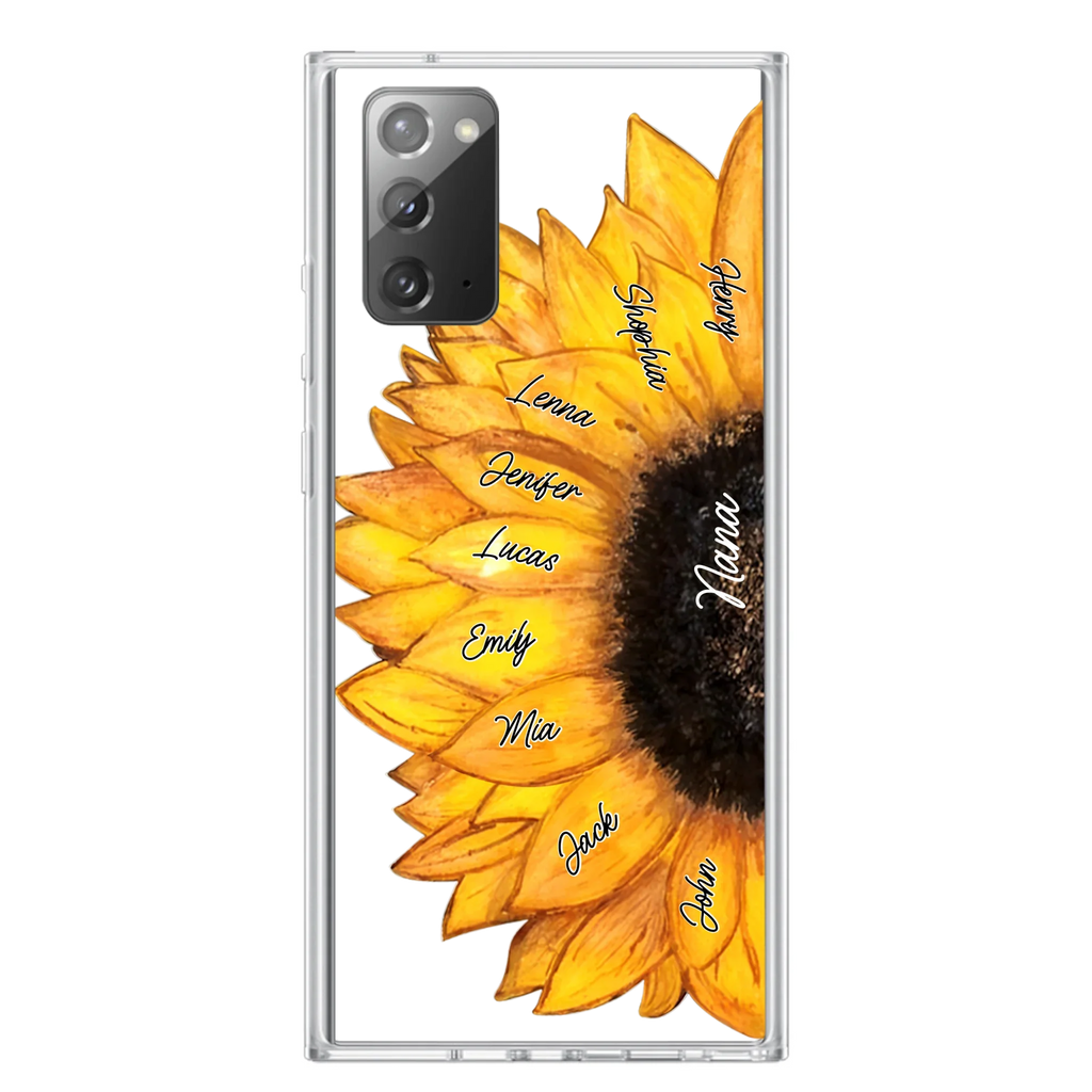 Custom Personalized Sunflower Grandma Phone Case -Upto 9 Kids - Mother's Day Gift Idea for Mom/Grandma
