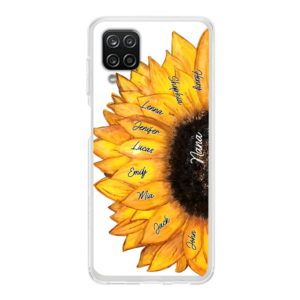 Custom Personalized Sunflower Grandma Phone Case -Upto 9 Kids - Mother's Day Gift Idea for Mom/Grandma