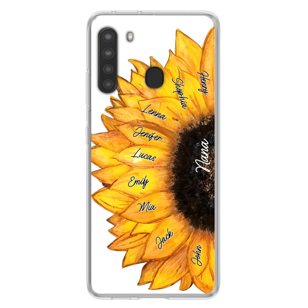 Custom Personalized Sunflower Grandma Phone Case -Upto 9 Kids - Mother's Day Gift Idea for Mom/Grandma