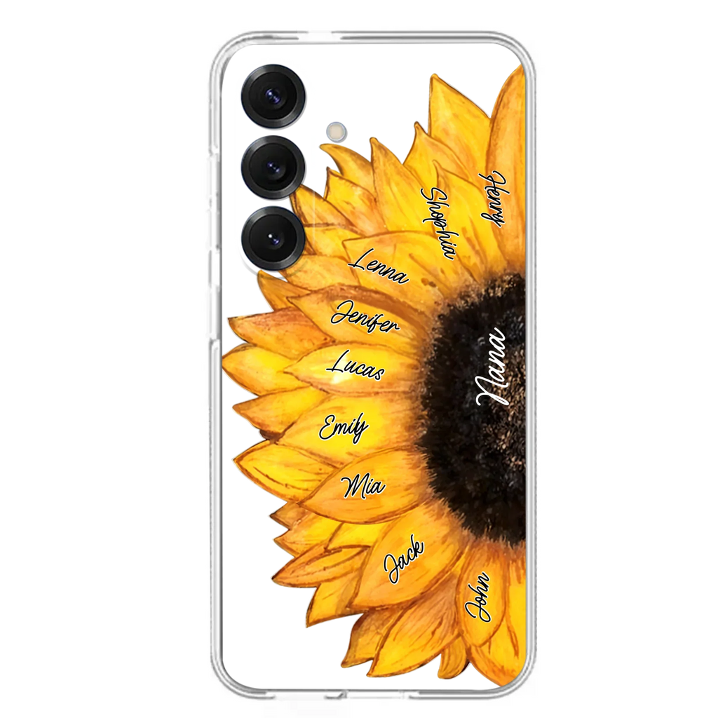 Custom Personalized Sunflower Grandma Phone Case -Upto 9 Kids - Mother's Day Gift Idea for Mom/Grandma