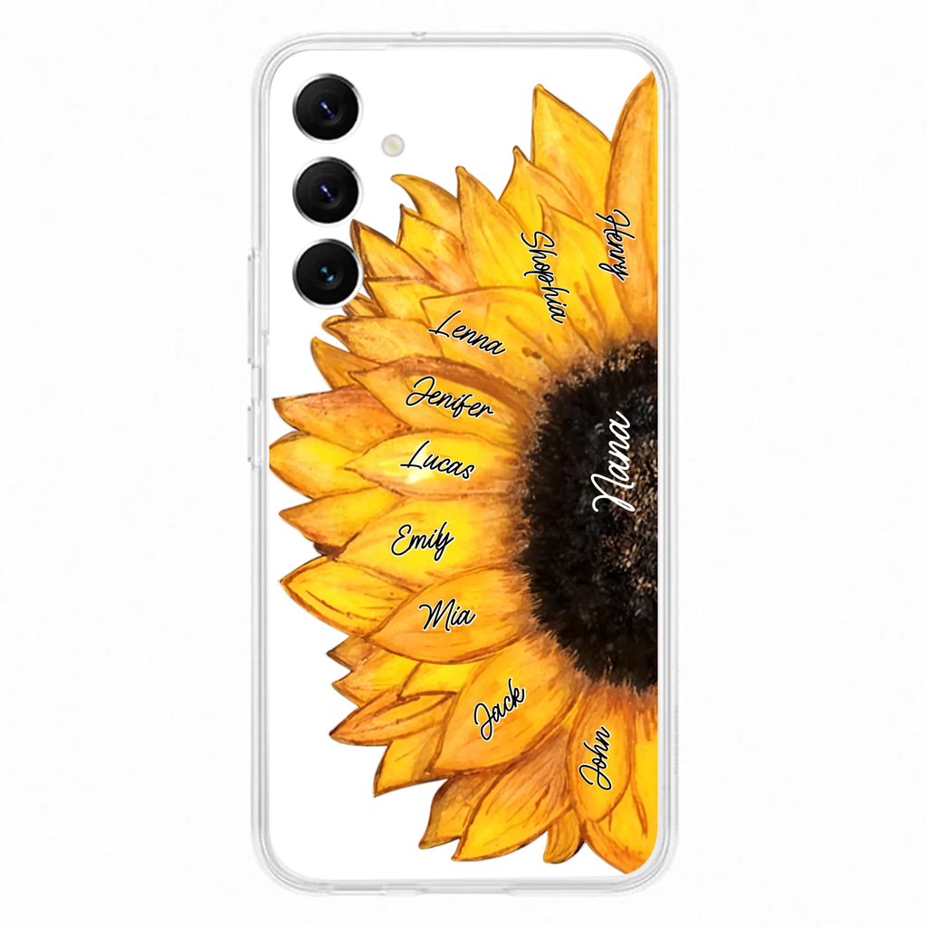 Custom Personalized Sunflower Grandma Phone Case -Upto 9 Kids - Mother's Day Gift Idea for Mom/Grandma