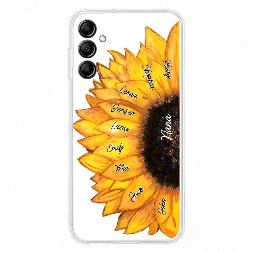Custom Personalized Sunflower Grandma Phone Case -Upto 9 Kids - Mother's Day Gift Idea for Mom/Grandma