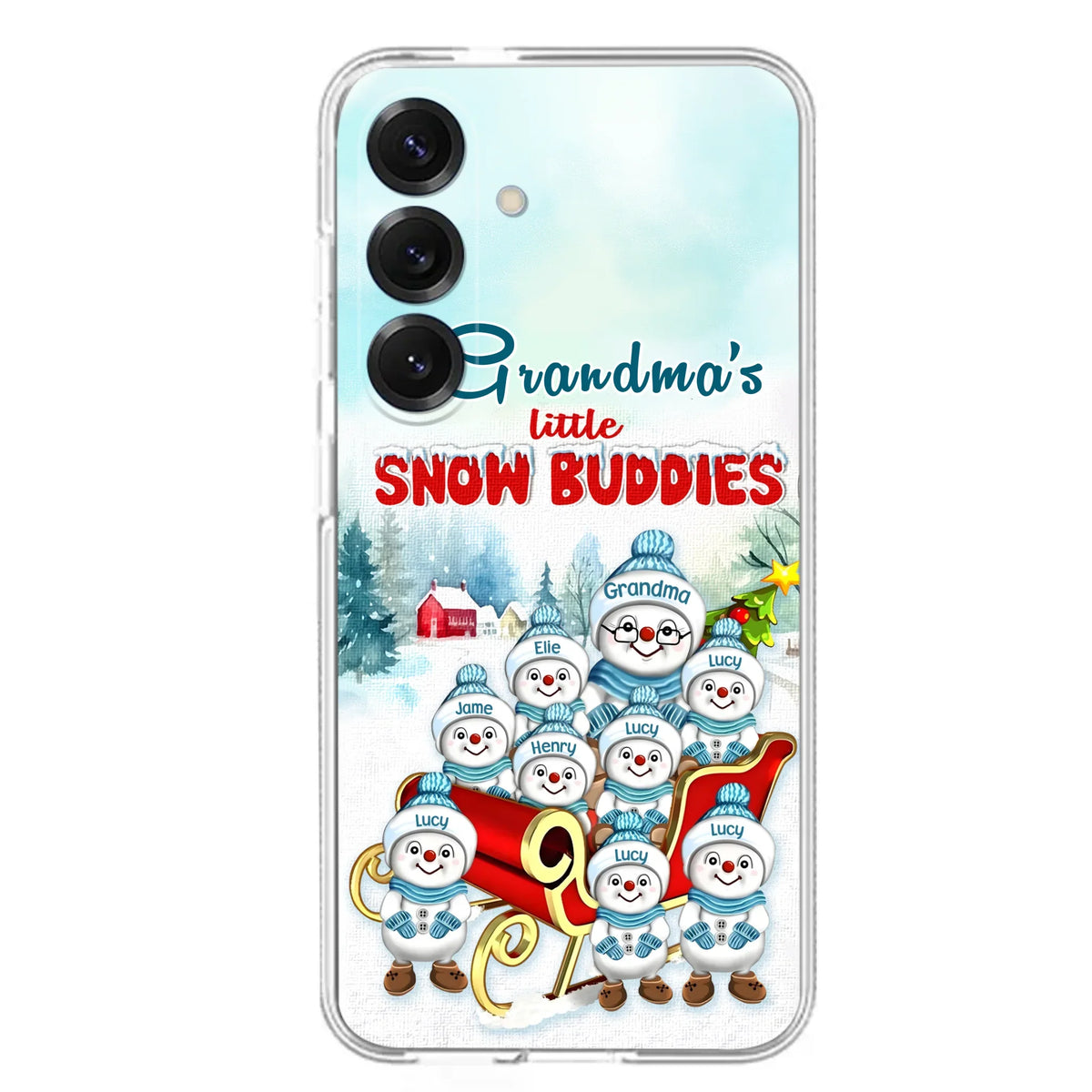 Custom Personalized Grandma Phone Case - Christmas Gift Idea For Grandma - Upto 8 Grandkids - Case For iPhone/ Samsung - Grandma's Little Snow Buddies