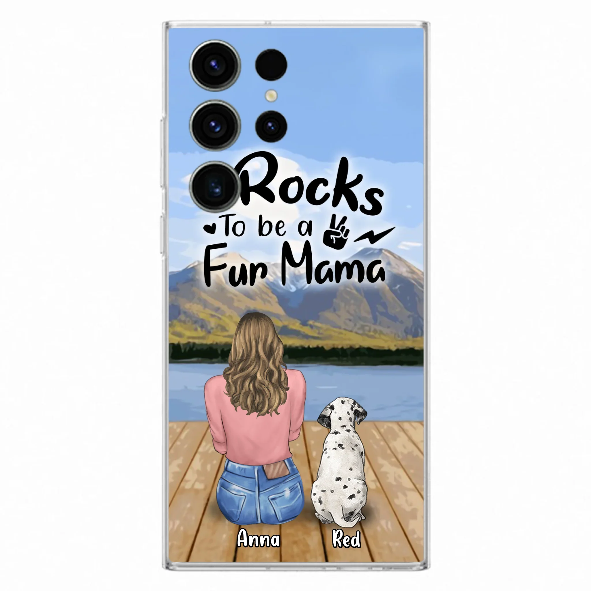 Custom Personalized Pet Mom/Pet Dad Phone Case - Gifts For Pet Lovers With Up to 4 Dogs/ Cats/ Rabbits - It Rocks To Be A Fur Mama