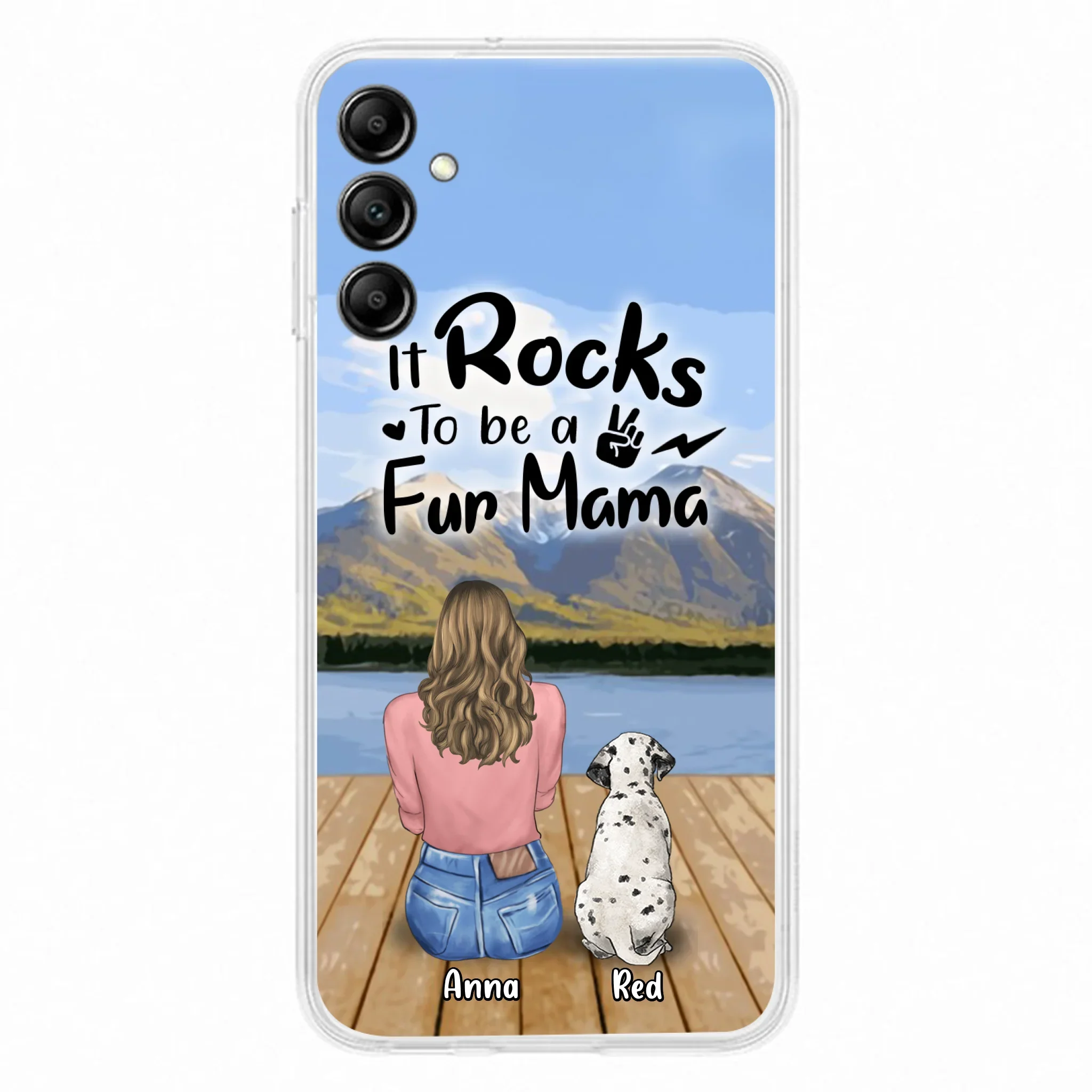 Custom Personalized Pet Mom/Pet Dad Phone Case - Gifts For Pet Lovers With Up to 4 Dogs/ Cats/ Rabbits - It Rocks To Be A Fur Mama