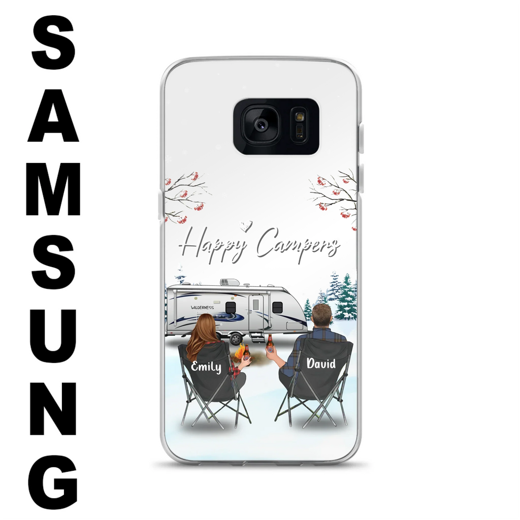 Personalized Camping Phone Case - Gift Idea For Camping Lover/Couple/Family/Friends - Happy Campers - Case For iPhone/Samsung