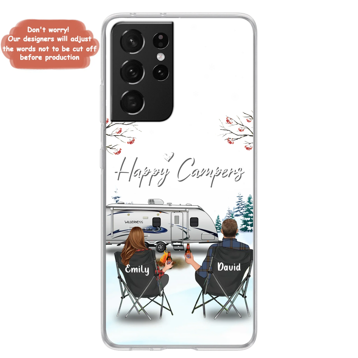 Personalized Camping Phone Case - Gift Idea For Camping Lover/Couple/Family/Friends - Happy Campers - Case For iPhone/Samsung