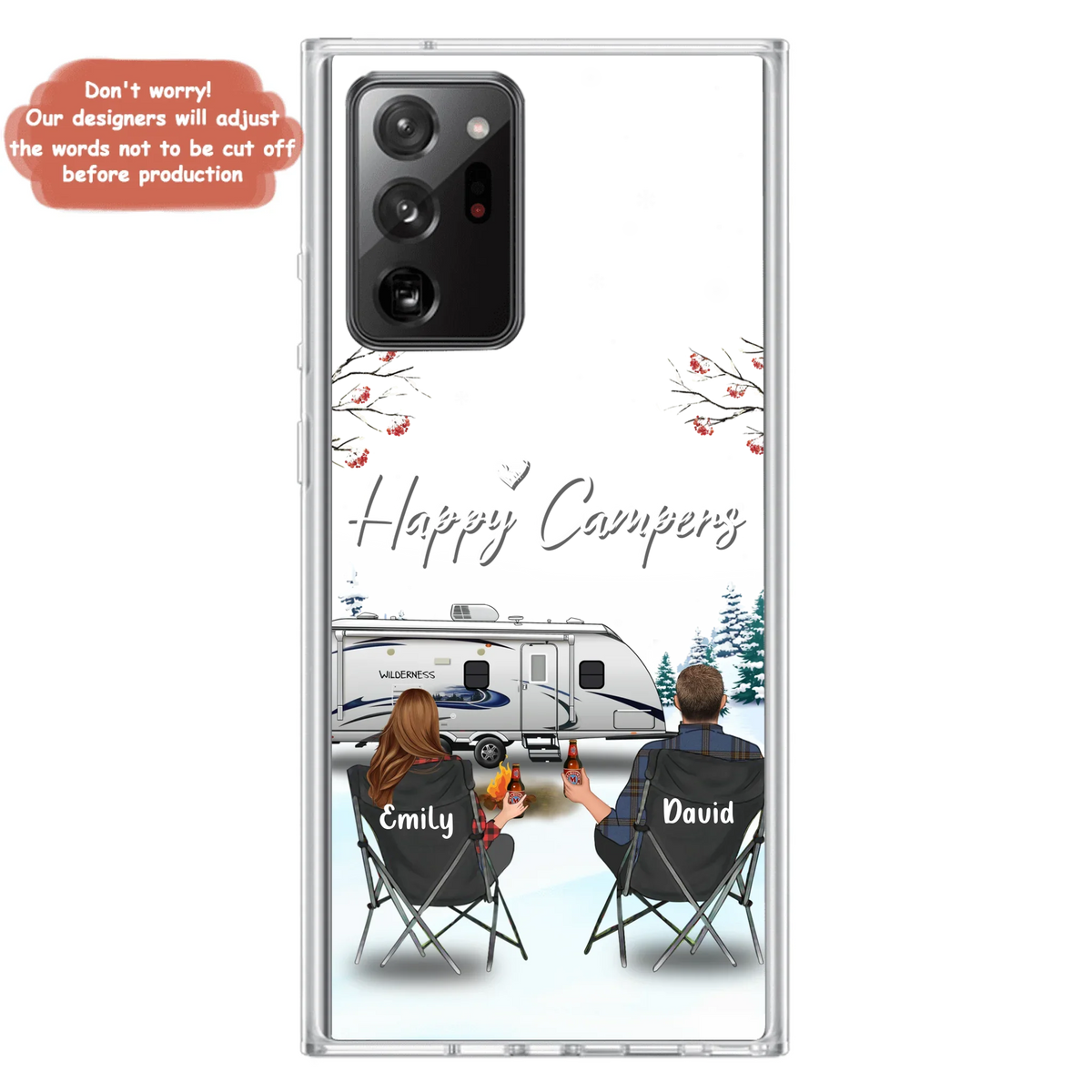 Personalized Camping Phone Case - Gift Idea For Camping Lover/Couple/Family/Friends - Happy Campers - Case For iPhone/Samsung